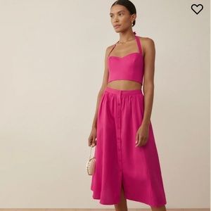 Reformation Linen Set in Barbie Pink